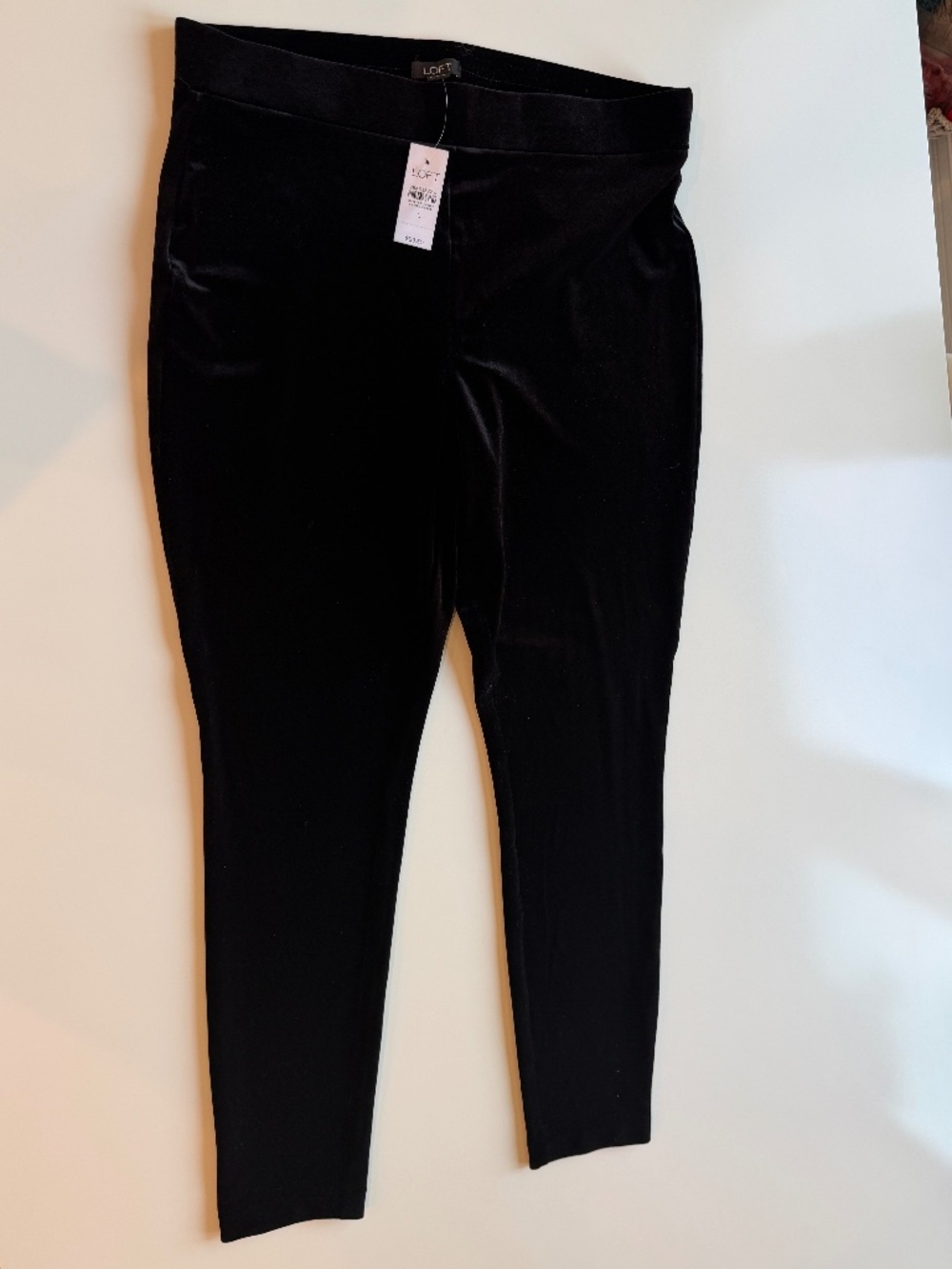 LOFT black velvet leggings/pants, size L, NWT